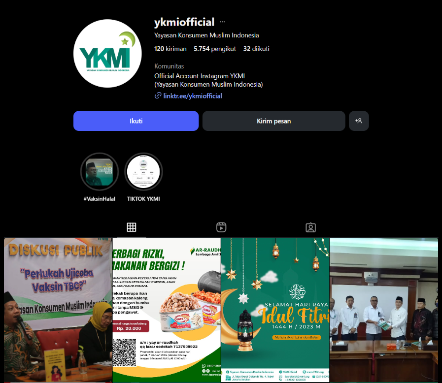 Portfolio Social Media Management Instagram – YKMI Official - Yayasan Konsumen Muslim Indonesia (YKMI)