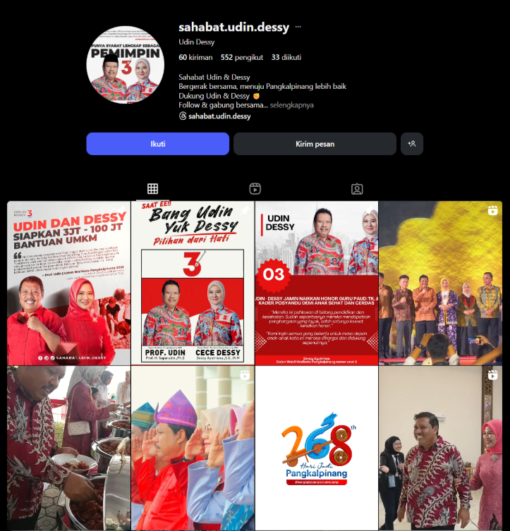 Portfolio Social Media Management Instagram – Udin & Dessy Campaign - Udin & Dessy